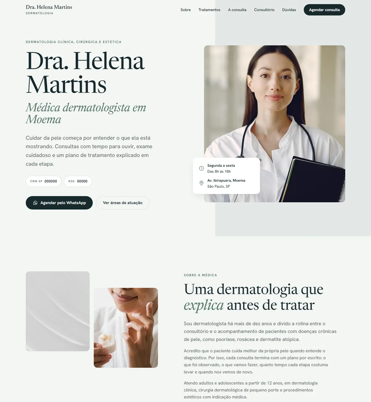 Site-modelo de dermatologista