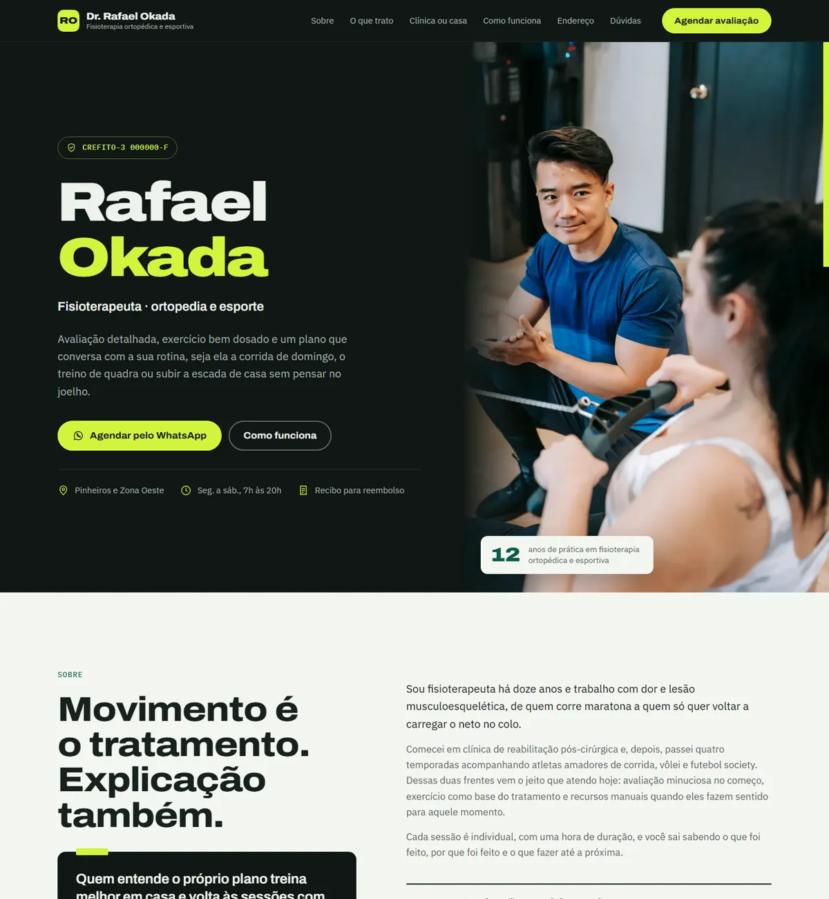 Site-modelo de fisioterapeuta