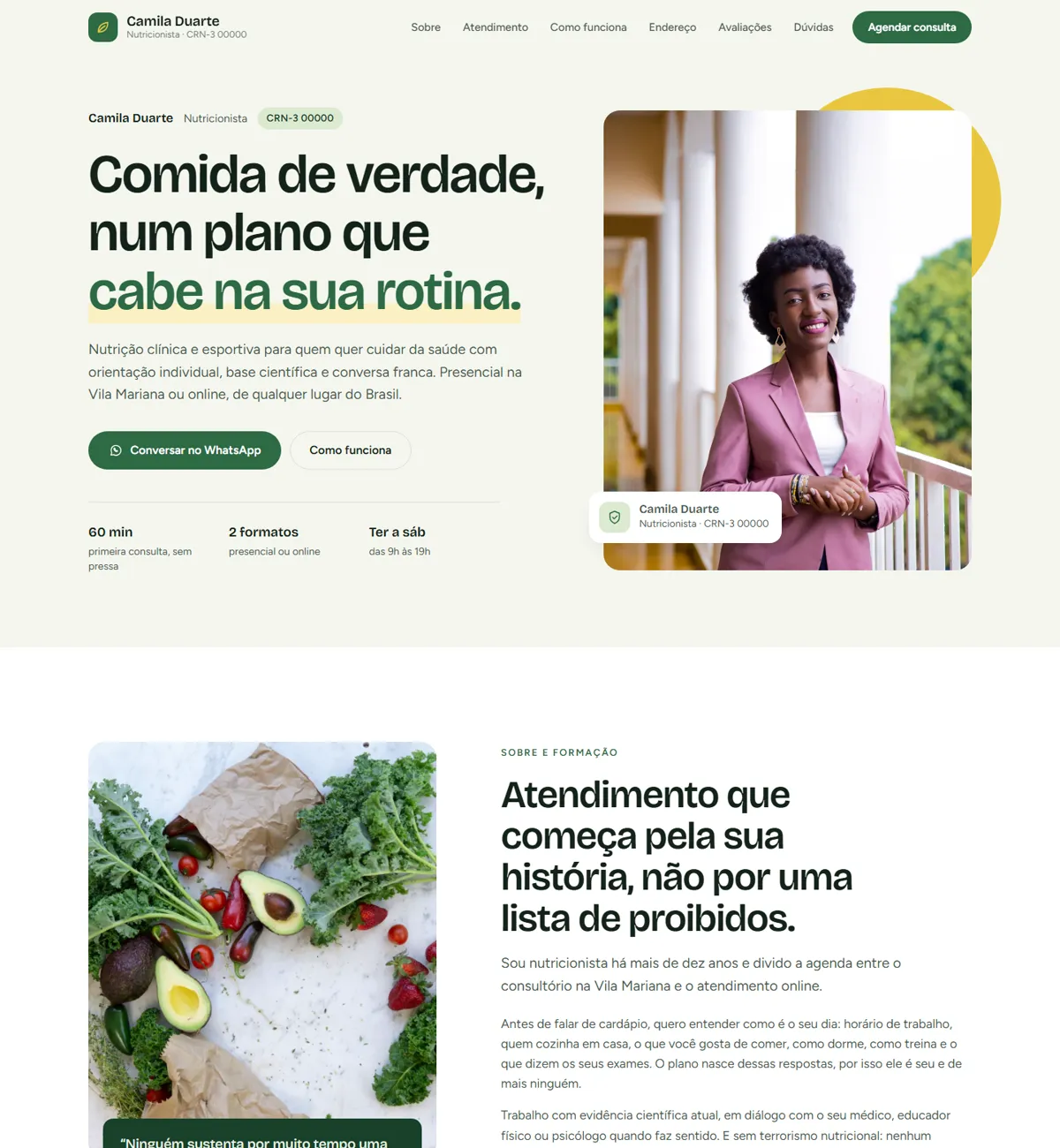 Site-modelo de nutricionista